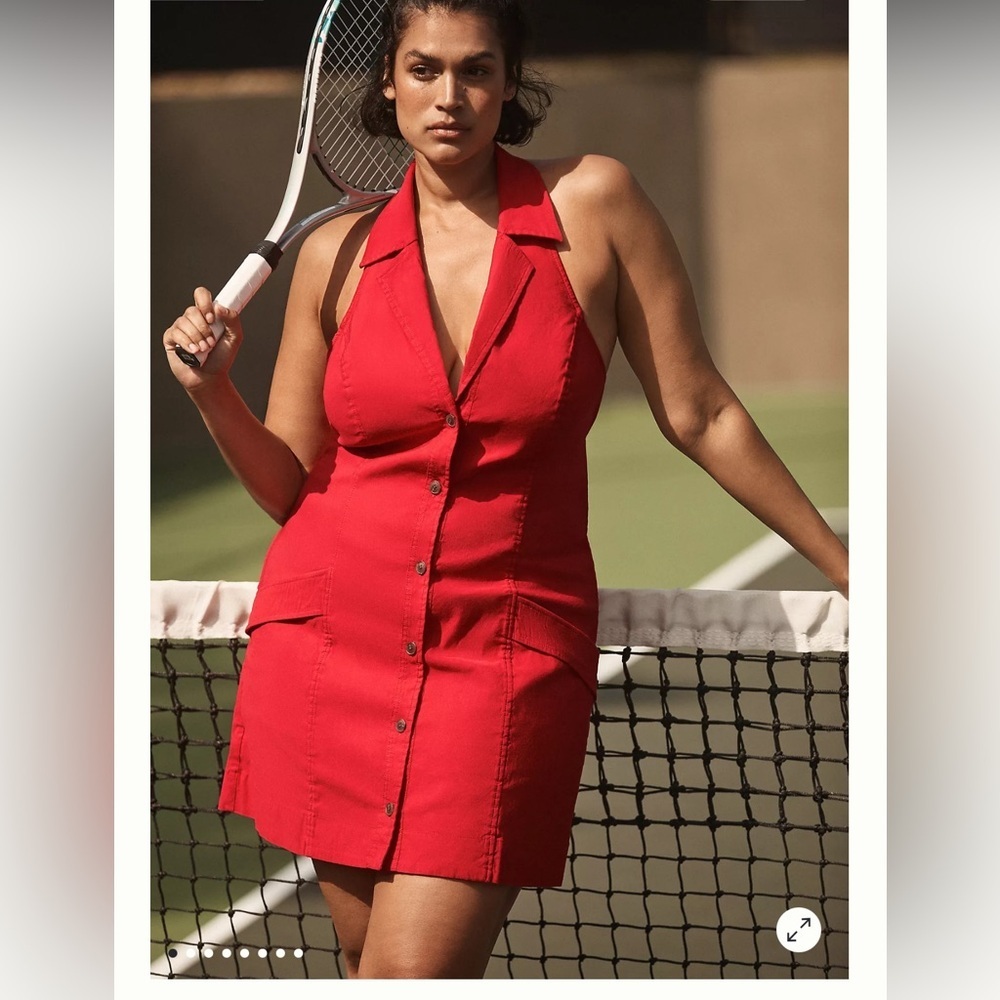 Anthropologie Maeve T-Back Blazer Mini Dress Red Button-Down Dress